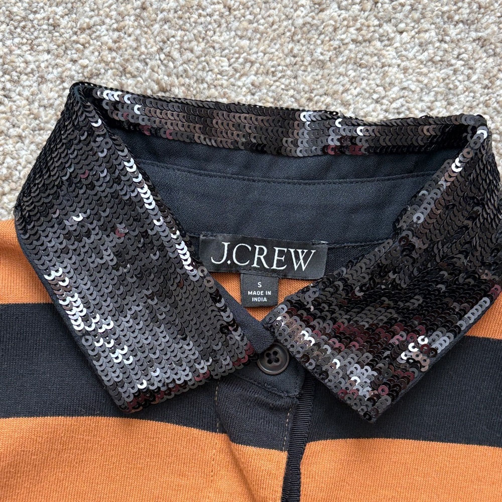 J. Crew Black and Tan Striped Rugby Top - Picture 3 of 11
